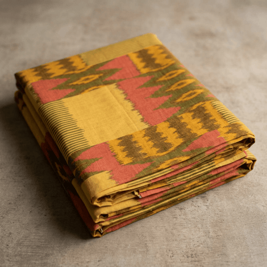 Multicolor Uzbek-Inspired Cotton Handloom Ikat Fabric - 44" (112 cm)