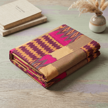 Multicolor Design Fine Quality Cotton Handloom Ikat Fabric for Dress Material | Width: 44"