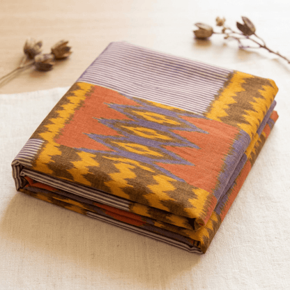 Multicolor Design Fine Quality Cotton Handloom Ikat Fabric for Dress Material | Width: 44"