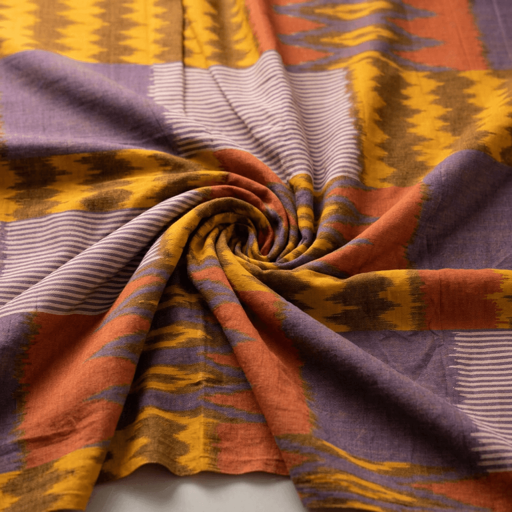 Multicolor Design Fine Quality Cotton Handloom Ikat Fabric for Dress Material | Width: 44"