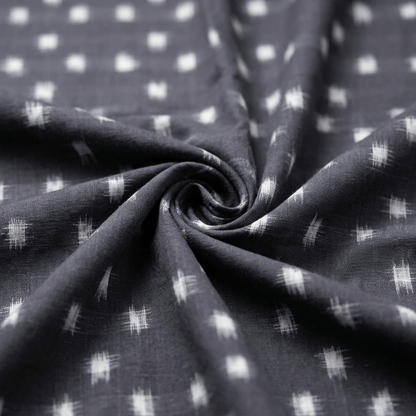 Black & White Handwoven Cotton Double Ikat Fabric for Men's Shirt | Width : 44"