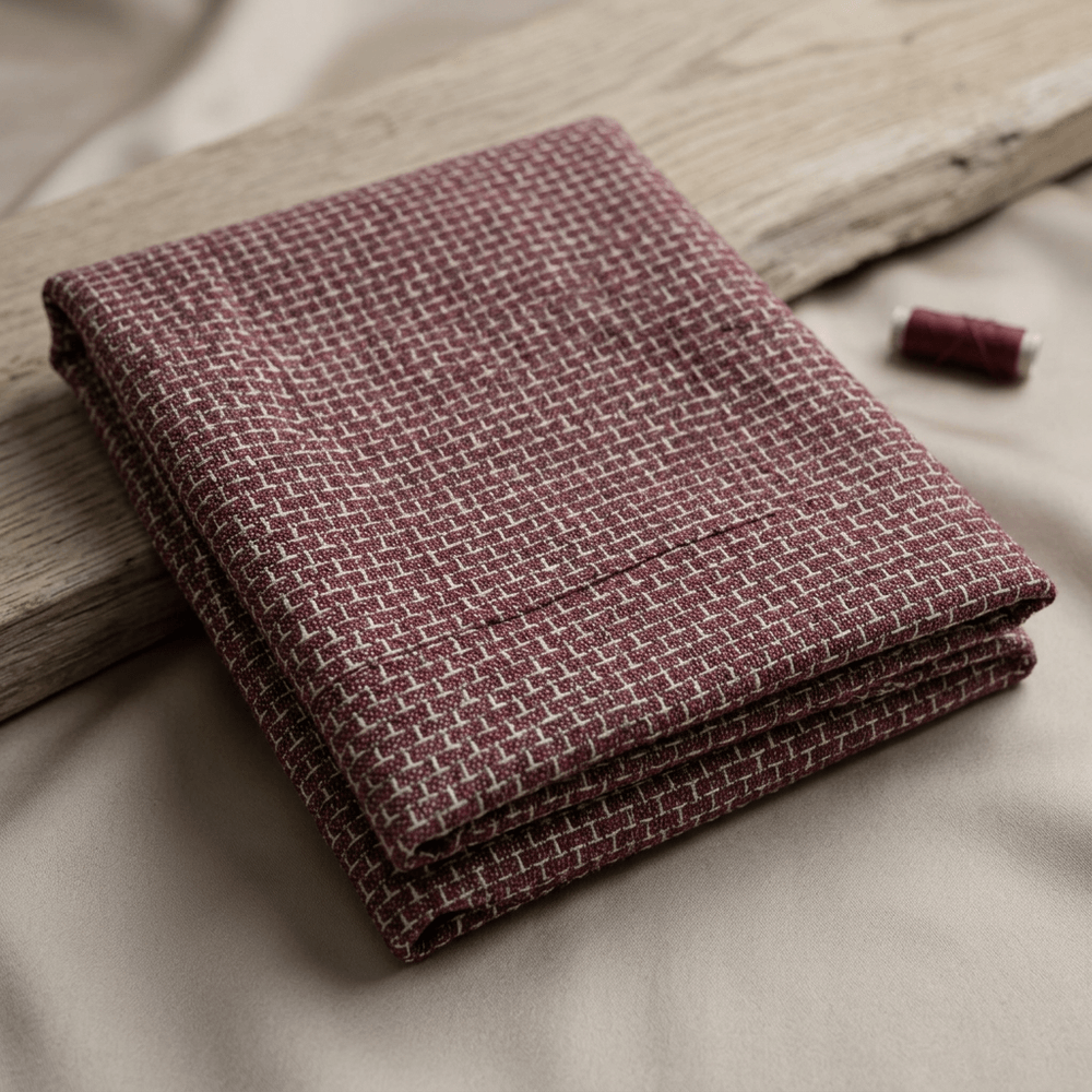 Red & White Cotton Jacquard Fabric - 44" (112 cm)