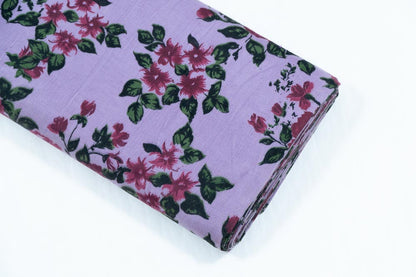 Multicolor Floral Design Screen Print on Corduroy Fabric