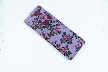 Multicolor Floral Design Screen Print on Corduroy Fabric