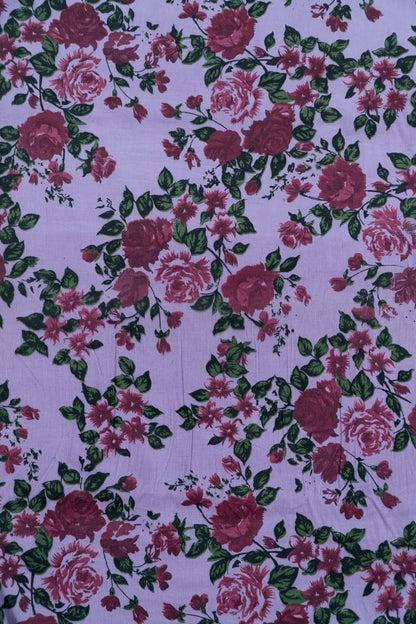 Multicolor Floral Design Screen Print on Corduroy Fabric