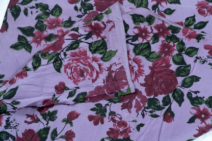 Multicolor Floral Design Screen Print on Corduroy Fabric