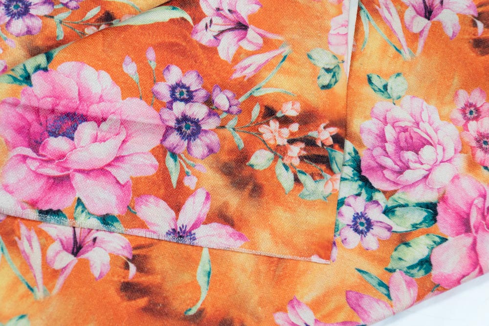 Orange & Pink Floral Spun Digital Print