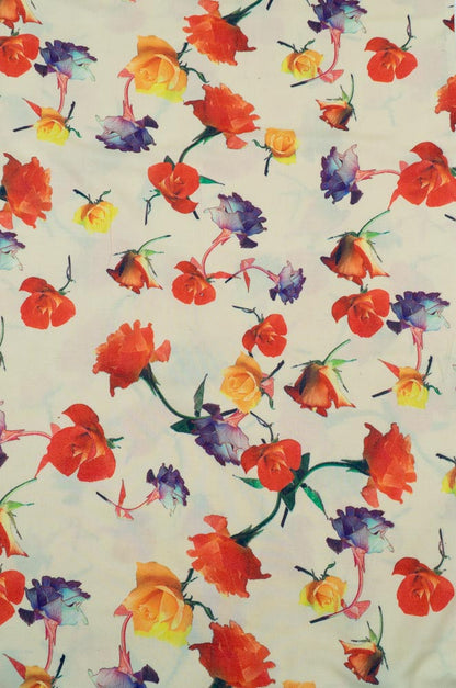 Multicolor Floral Design Digital Print On Spun Fabric
