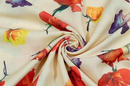 Multicolor Floral Design Digital Print On Spun Fabric