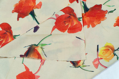 Multicolor Floral Design Digital Print On Spun Fabric