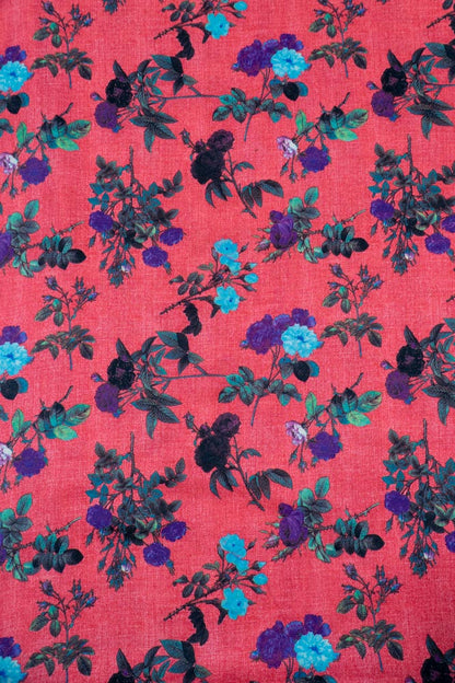 Multicolor Floral Design Digital Print On Spun Fabric