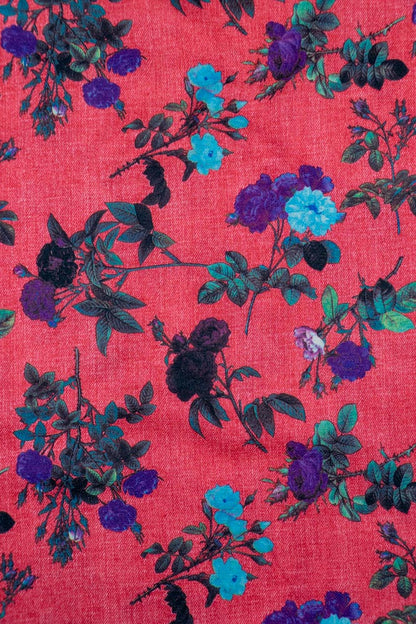 Multicolor Floral Design Digital Print On Spun Fabric