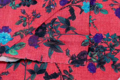 Multicolor Floral Design Digital Print On Spun Fabric