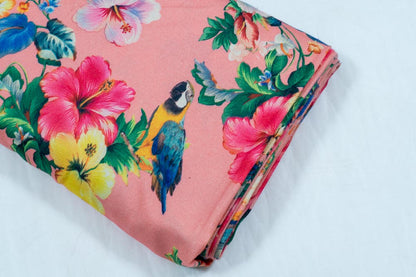 Multicolor Floral Design Digital Print On Spun Fabric