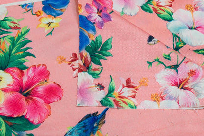 Multicolor Floral Design Digital Print On Spun Fabric