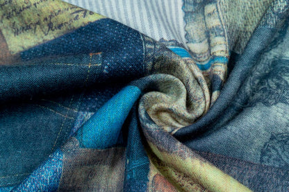 Multicolor Digital Print On Spun Fabric