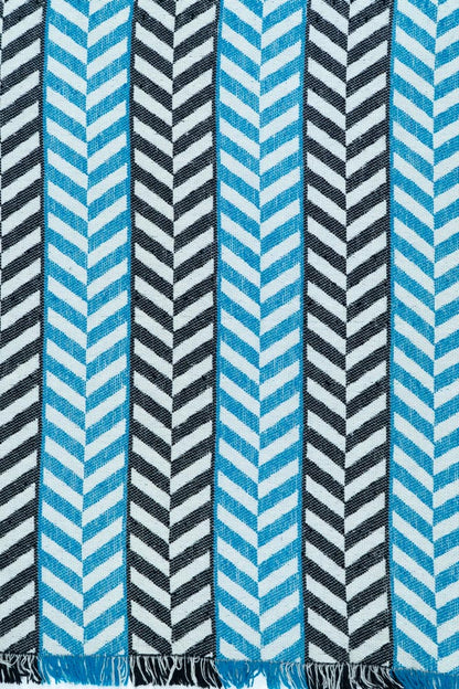 White, Blue & Black Cotton Blend Jacquard | SKU: JDD-61