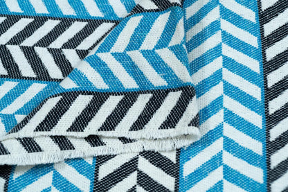 White, Blue & Black Cotton Blend Jacquard | SKU: JDD-61