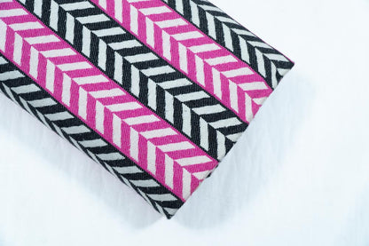 White, Pink & Black Cotton Blend Jacquard | SKU: JDD-60