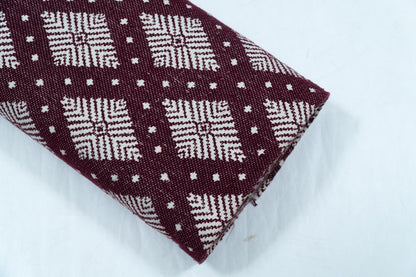 Maroon, White Cotton Blend Jacquard | SKU: JDD-86