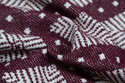 Maroon, White Cotton Blend Jacquard | SKU: JDD-86