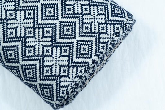 Dark Blue & White Cotton Jacquard (Sku: JDD-73)