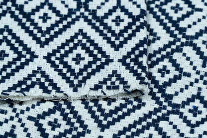 Dark Blue & White Cotton Jacquard | SKU: JDD-73