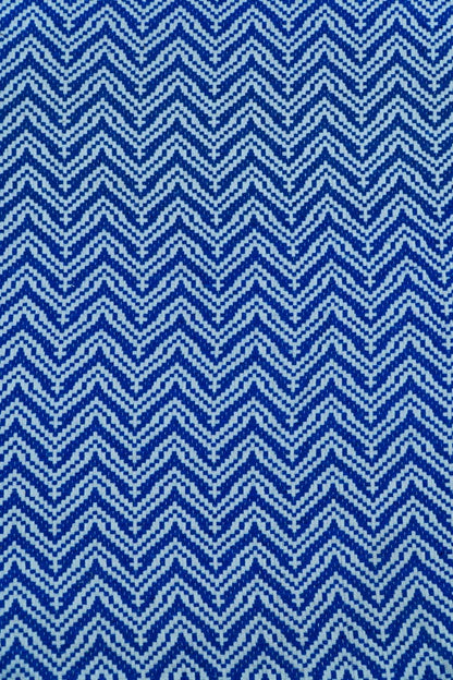 Blue & White Chevron Cotton Blend Jacquard | SKU: JDD-385