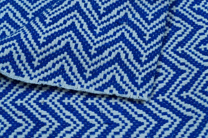 Blue & White Chevron Cotton Blend Jacquard | SKU: JDD-385