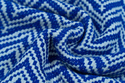 Blue & White Chevron Cotton Blend Jacquard | SKU: JDD-385