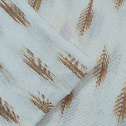 White, Beige Cotton Handloom Ikat Fabric for Dresses | Width: 44"