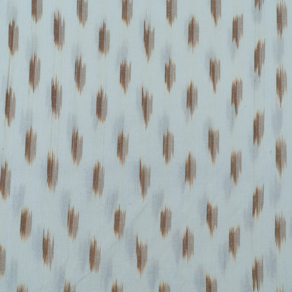 White, Beige Cotton Handloom Ikat Fabric for Dresses | Width: 44"