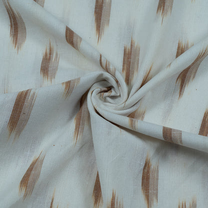 White, Beige Cotton Handloom Ikat Fabric for Dresses | Width: 44"