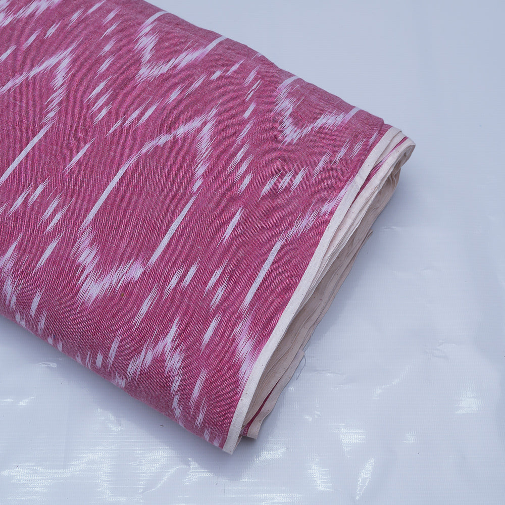 Pink and white Cotton Handloom Ikat (Sku: i-828)