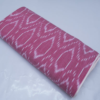 Pink and white Cotton Handloom Ikat | SKU: I-828