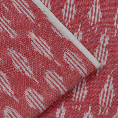 Light Pink & White Cotton Handloom Ikat Fabric for Dresses | Width: 44"