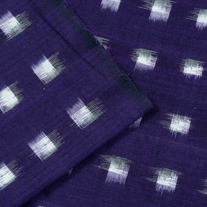 Purple & White Box Handwoven Cotton Double Ikat | 1 Meter (Sku: IKK-476)