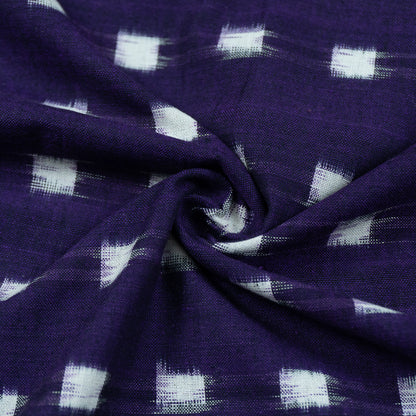 Purple & White Box Handwoven Cotton Double Ikat | 1 Meter (Sku: IKK-476)