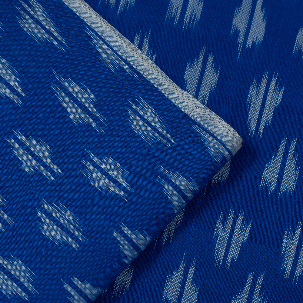 Blue & White Cotton Voile Mercerised Handloom Ikat (Sku: F-29)