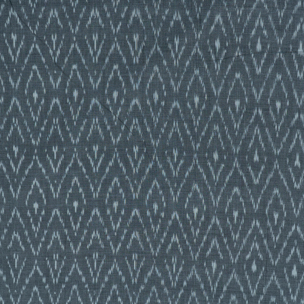 Grey & White Diamond Cotton Voile Mercerised Handloom Ikat (Sku: IK-211)