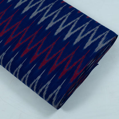 Blue, Red & White Chevron Cotton Voile Mercerised Handloom Ikat (Sku: IK-214)
