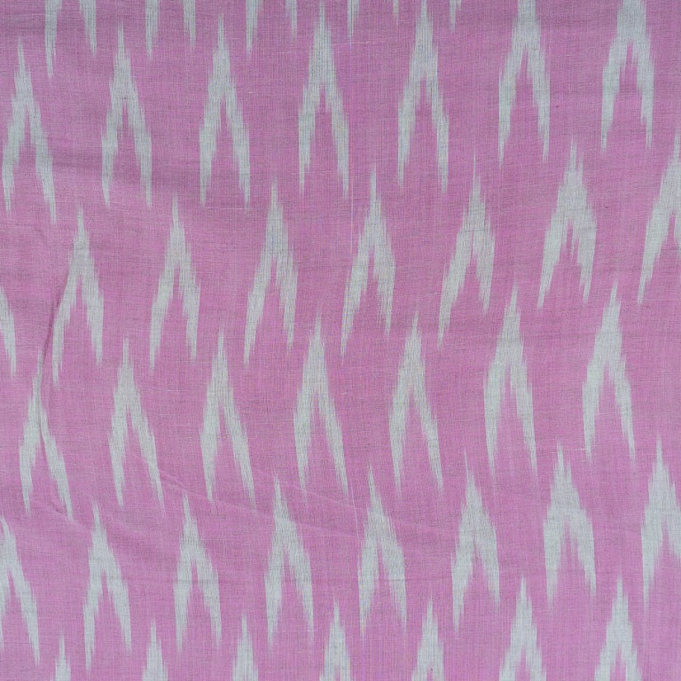 Pink & White Linen Cotton Blend Ikat (Sku: F-33)