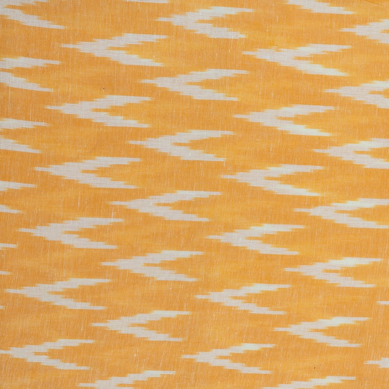 Yellow & White Linen Cotton Blend Ikat (Sku: IK-269)