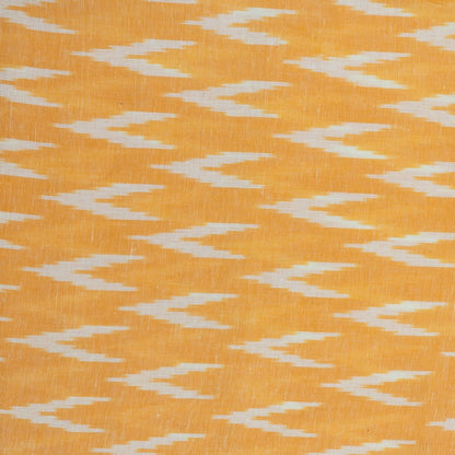 Yellow & White Handloom Cotton Blend Linen Ikat Fabric for Dress Material | Width: 44"