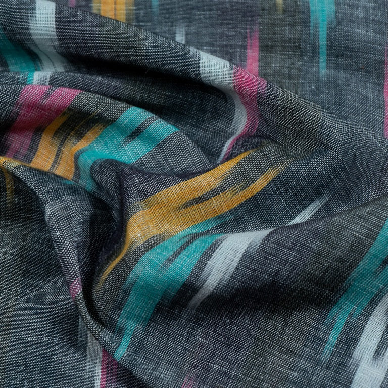 Multi Color Linen Cotton Blend Ikat (Sku: IK-263)