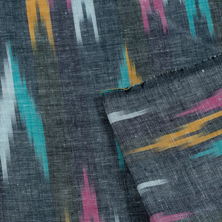 Multi Color Linen Cotton Blend Ikat (Sku: IK-263)