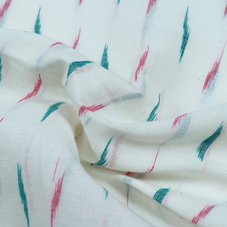 Red & Green Linen Cotton Blend Ikat (Sku: F-39)