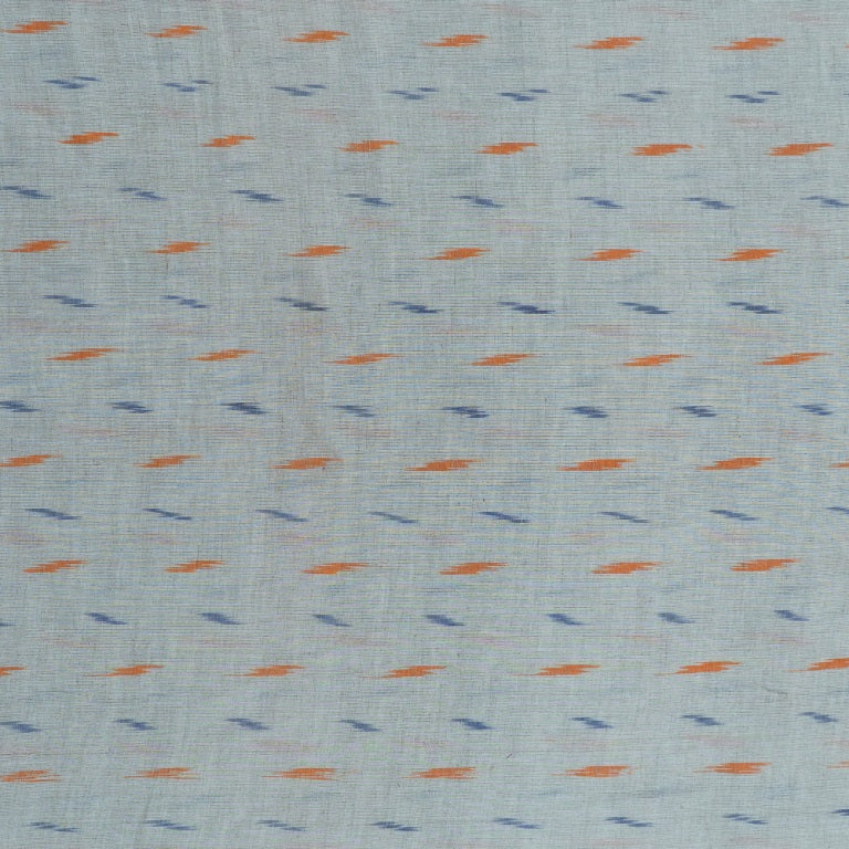 Orange & Blue Linen Cotton Blend Ikat (Sku: IK-270)