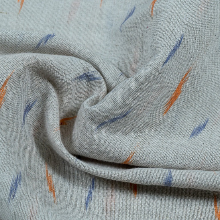 Orange & Blue Linen Cotton Blend Ikat (Sku: IK-270)