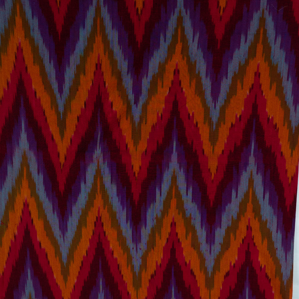 Multi Color Chevron Cotton Voile Mercerised Handloom Ikat (Sku: F-45)